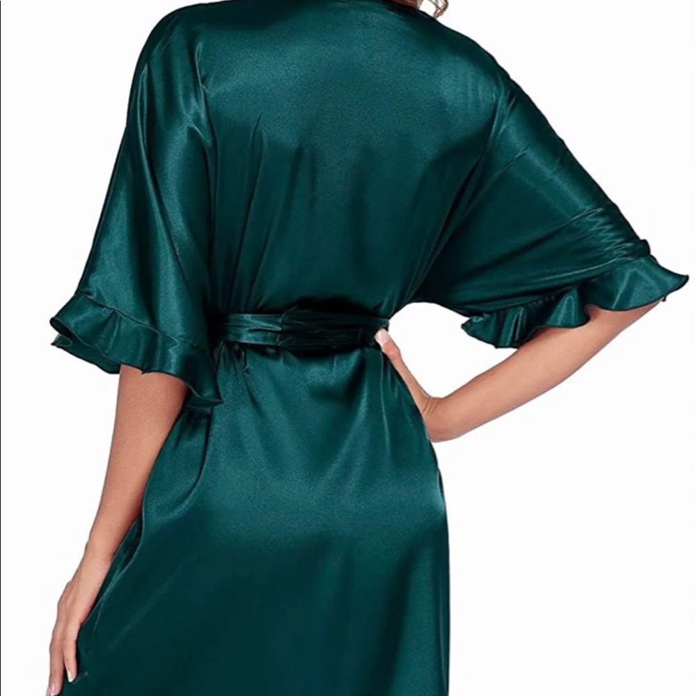 Teal Ruffle Bridesmaid Robe - Picture 2 of 3